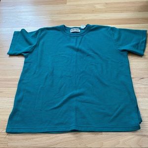 Extra touch, 1Xl green textured shirt sleeve top